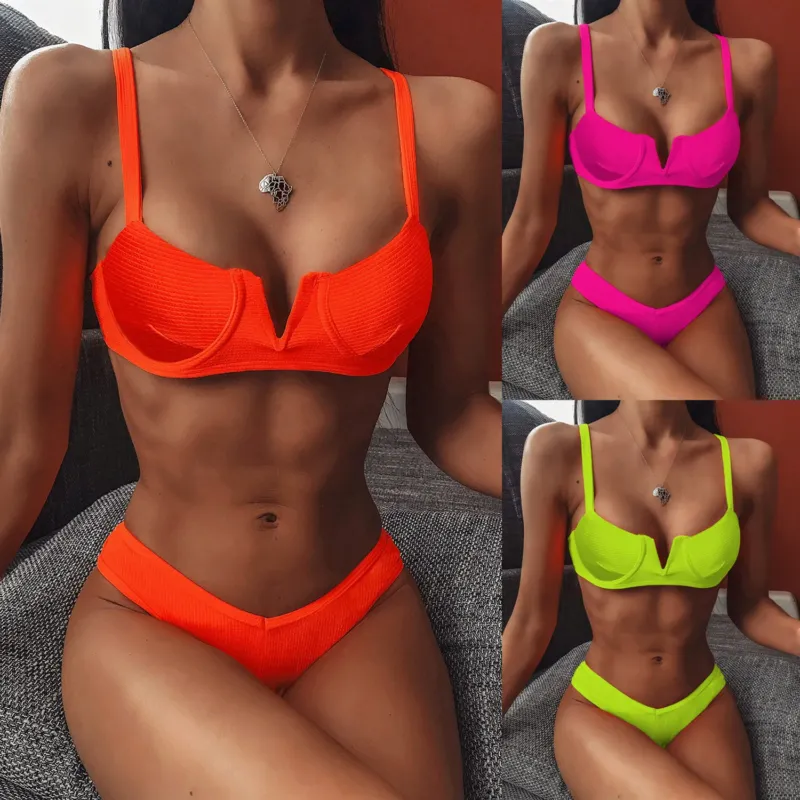 Damen Push-Up Bikini-Set mit schickem Rippendesign – Maréssa