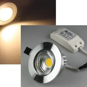 LED-Einbauleuchte "COB-3", 3W, 250lm ALU, 3000K, 90°, Ø85xT47mm, Rahmen chrom