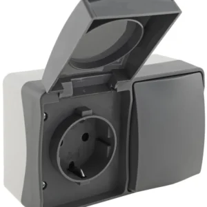 NUQUI Feuchtraum Schalter & Steckdose IP54, Aufputz, 250V~/ 10A/16A Horizontal