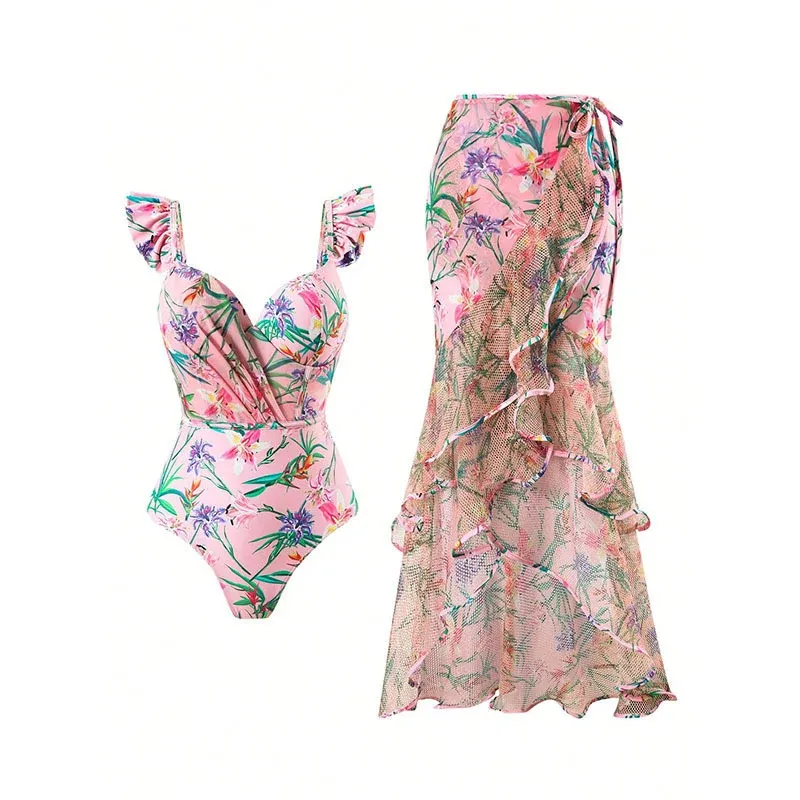 Damen Eleganter Badeanzug mit asymmetrischem Rock – Maréssa