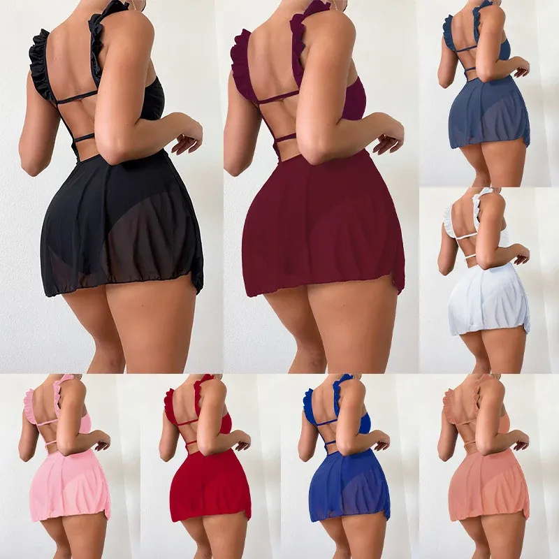 Damen Bademode mit Rüschendetails und Cross-Back-Design – Maréssa