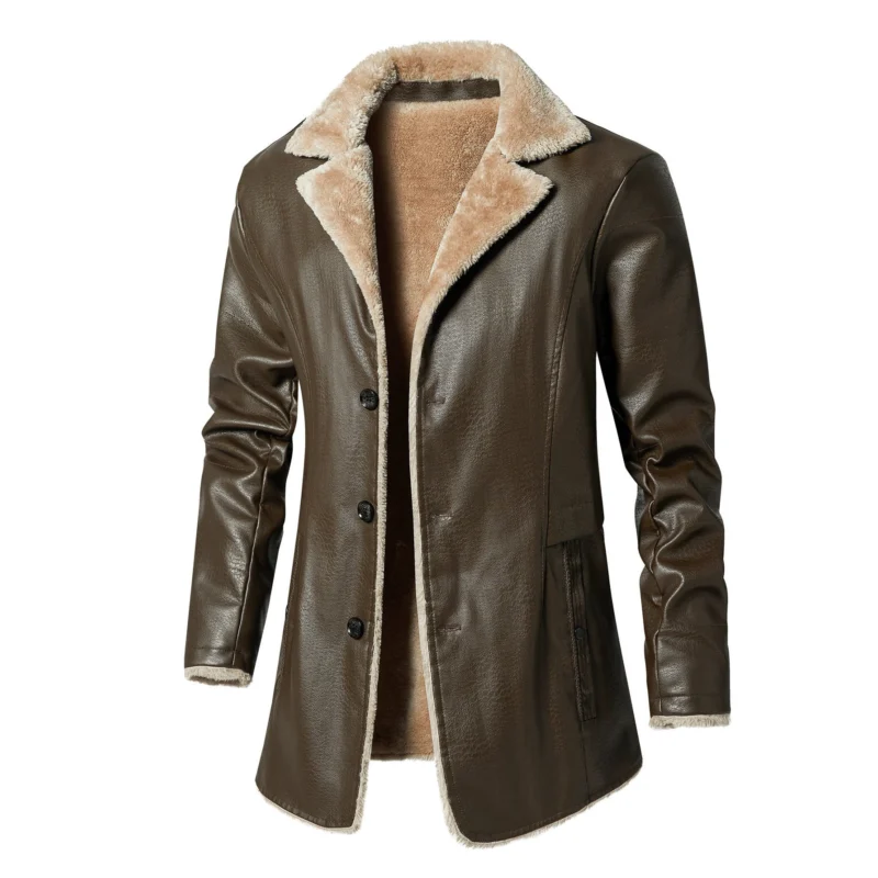 Herren Kunstleder Jacke mit luxuriösem Fleecefutter – Valtoré