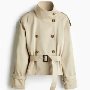 Damen modische Trenchjacke mit Gürtel und doppelter Knopfaiusschnitt – Avérine