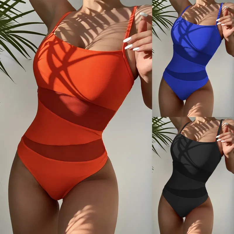 Damen Einteiler Badeanzug mit raffinierter Mesh-Optik – Maréssa