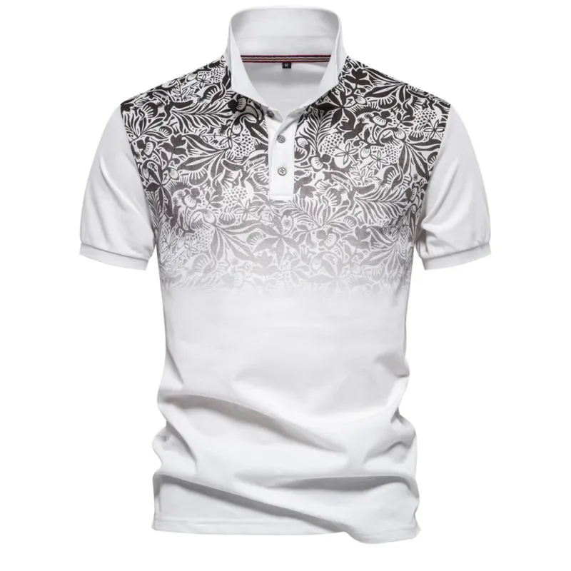 Herren Kurzarm Poloshirt mit floralen Mustern und modernen Designelementen – Cavello